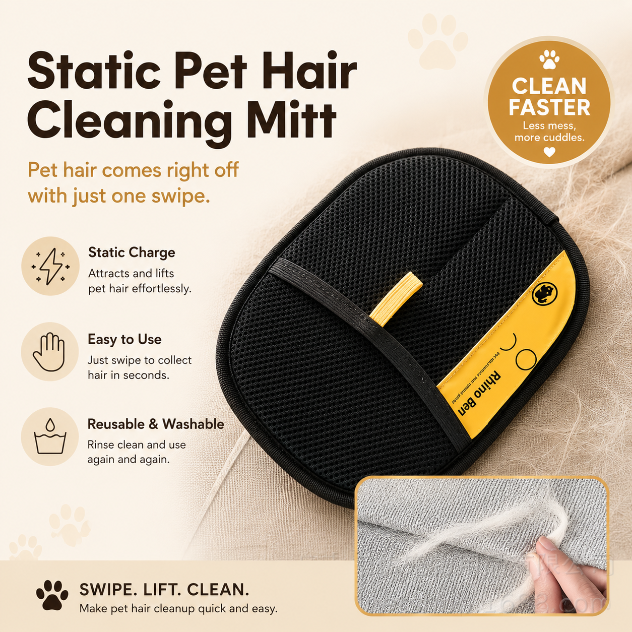 Pet Hair Remover Glove (Buy 2 Get 1 FREE)