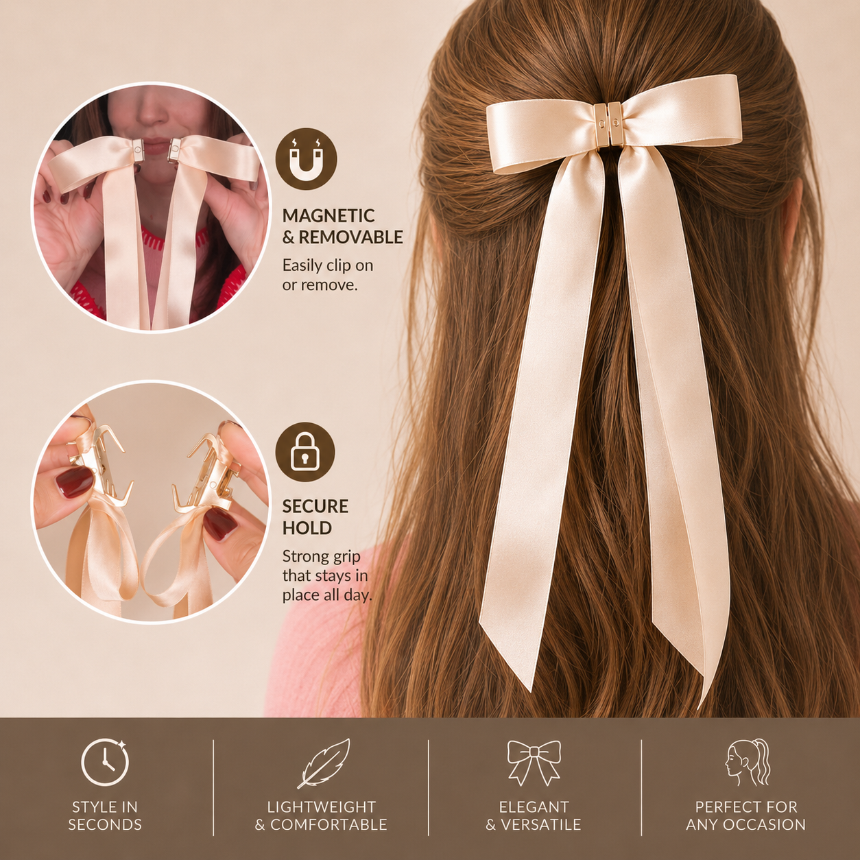 Magnetic Bow Hair Clip (Buy 2 Get 1 FREE)