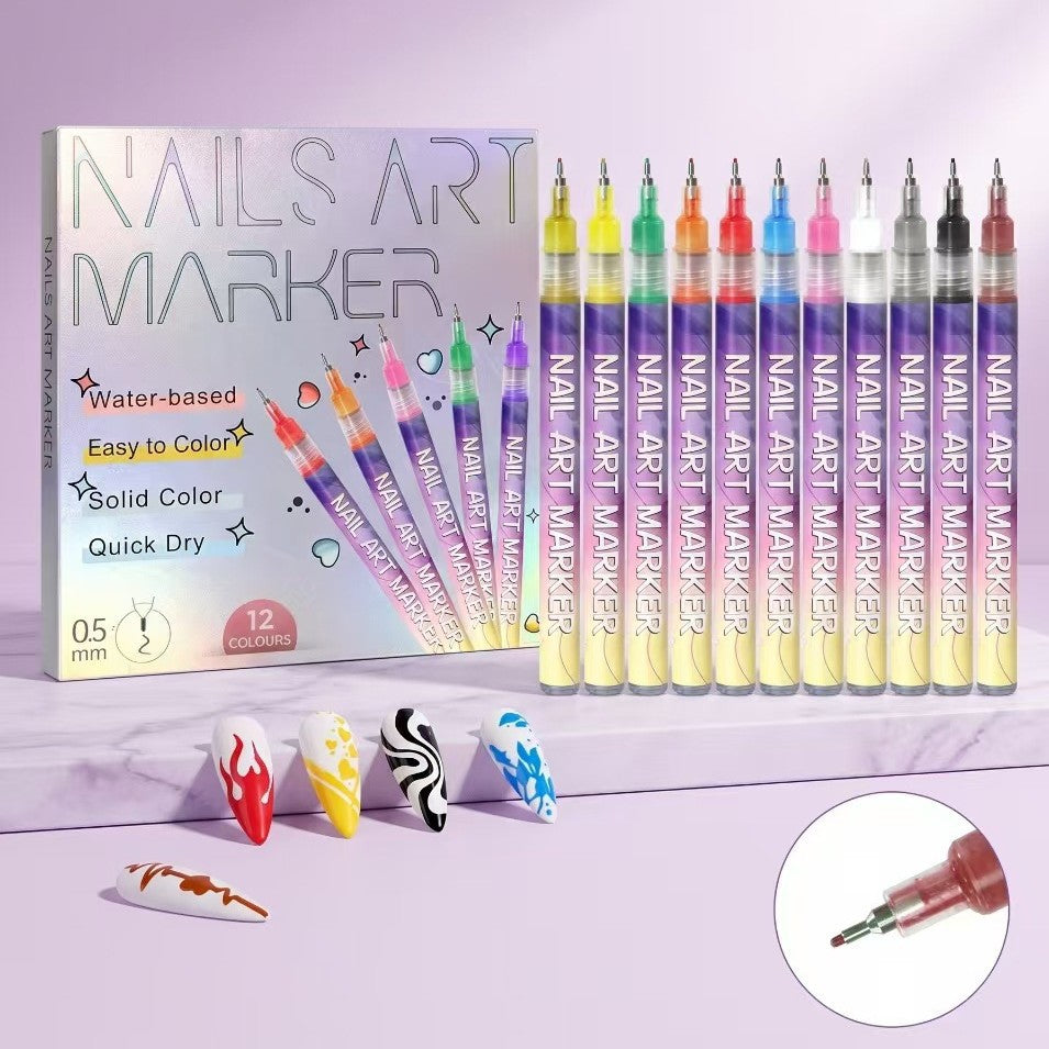 Haylo™ Nails Art Markers Set (12 Colors)